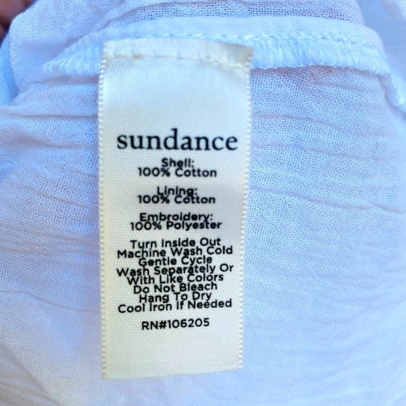 Sundance womens PS l.   long sleeve white blue boho shirt top blouse embroidered - Picture 9 of 9